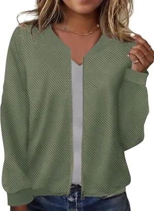 SAUKOLE Womens Full Zipper Sweatshirt Jackets 2024 Fashion Lightweight Casual Long Sleeve Shirt Jacket Coats