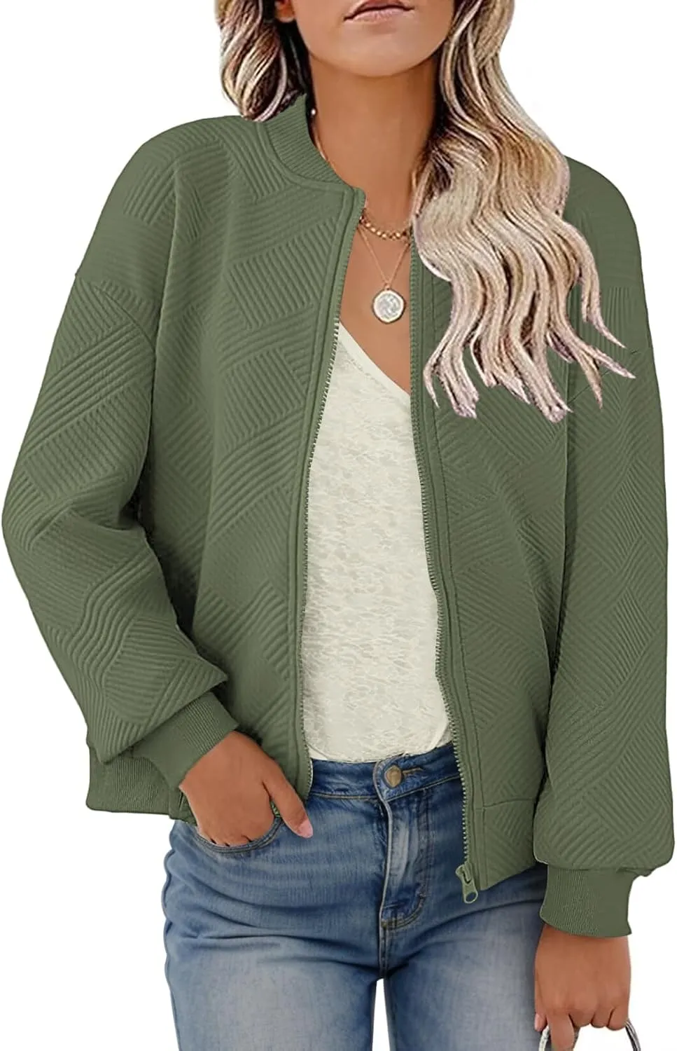 SAUKOLE Womens Full Zipper Sweatshirt Jackets 2024 Fashion Lightweight Casual Long Sleeve Shirt Jacket Coats