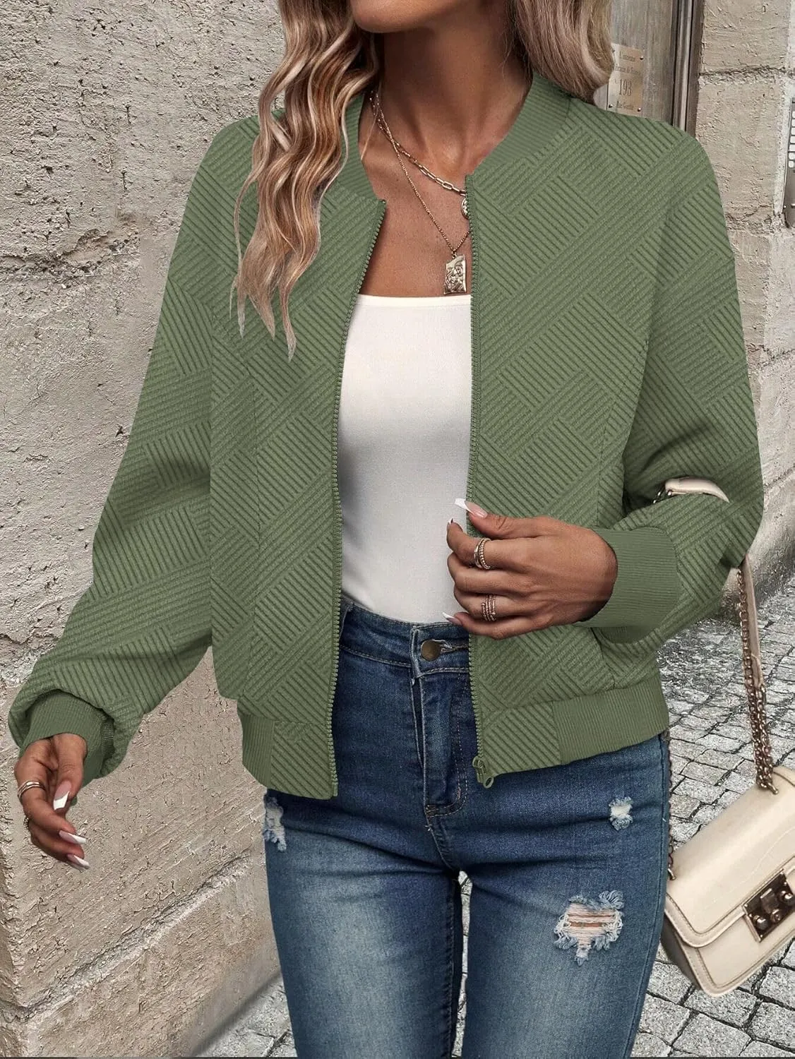 SAUKOLE Womens Full Zipper Sweatshirt Jackets 2024 Fashion Lightweight Casual Long Sleeve Shirt Jacket Coats