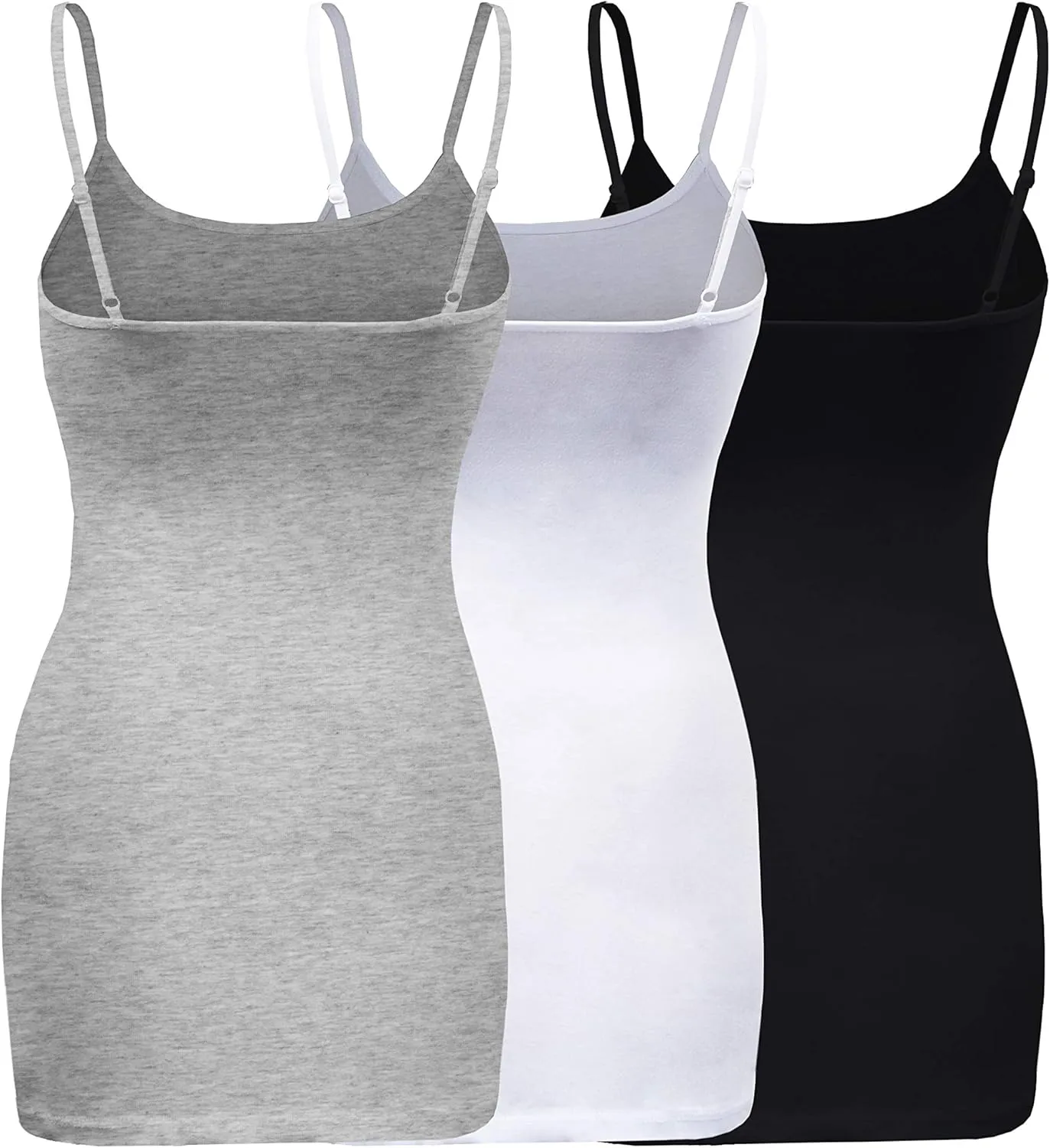 ShezPretty 3-Pack - Women's Basic Cami with Adjustable Spaghetti Straps Tank Top