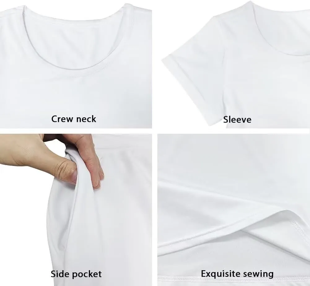 Short Sleeve Children's Dress Summer Dress for Teen Girls with Pocket Round Neckline