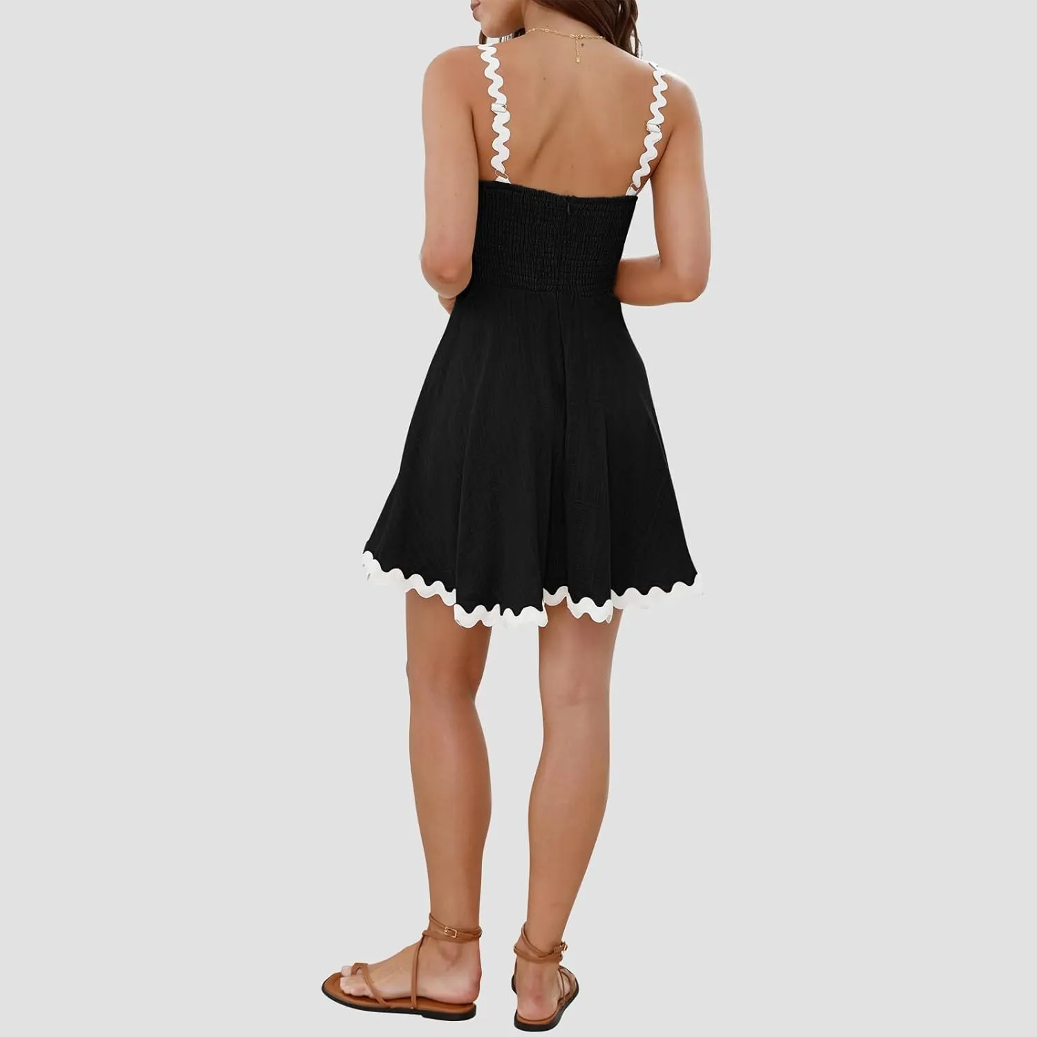 Shy Velvet 2025 Women's Summer Mini Dress Casual Linen Dress Cocktail Dresses for Women Sundresses with RIC Rac Trim
