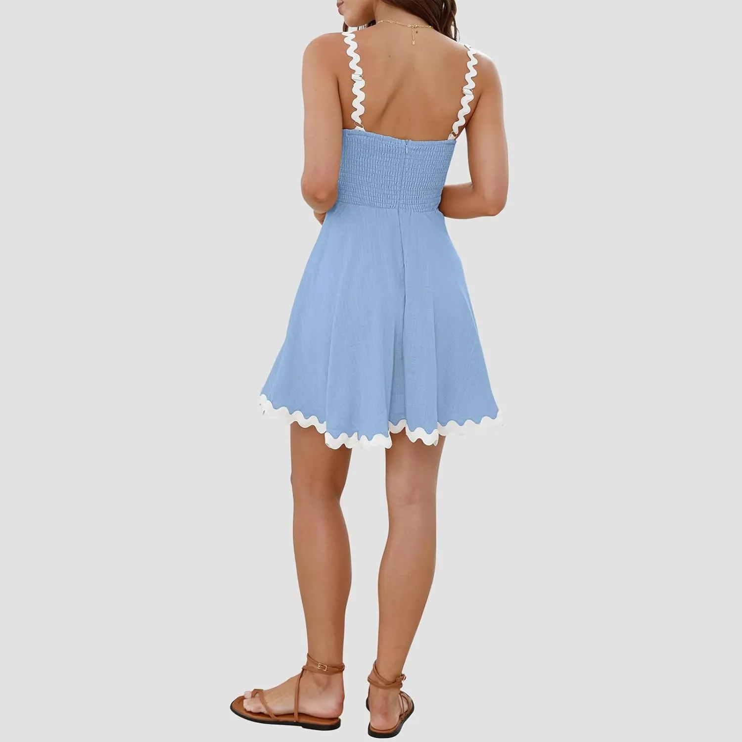Shy Velvet 2025 Women's Summer Mini Dress Casual Linen Dress Cocktail Dresses for Women Sundresses with RIC Rac Trim