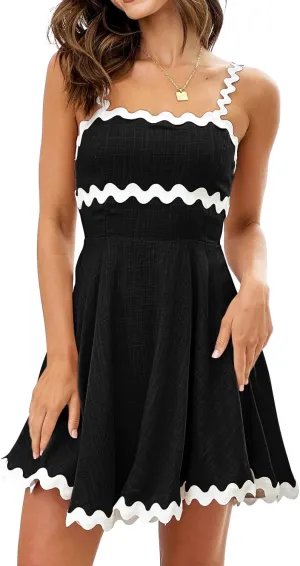 Shy Velvet 2025 Women's Summer Mini Dress Casual Linen Dress Cocktail Dresses for Women Sundresses with RIC Rac Trim
