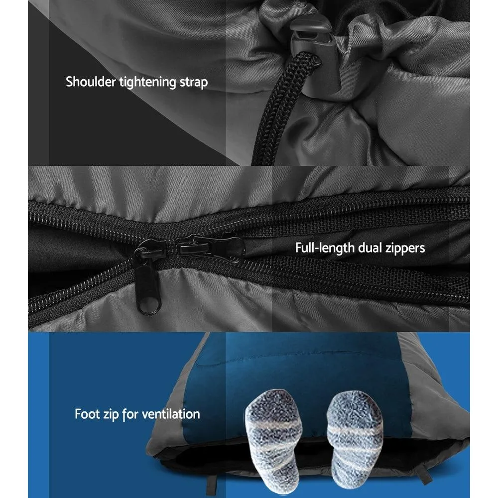 Sleeping Bag Bags Single Camping Hiking -20C to 10C Tent Winter Thermal Navy