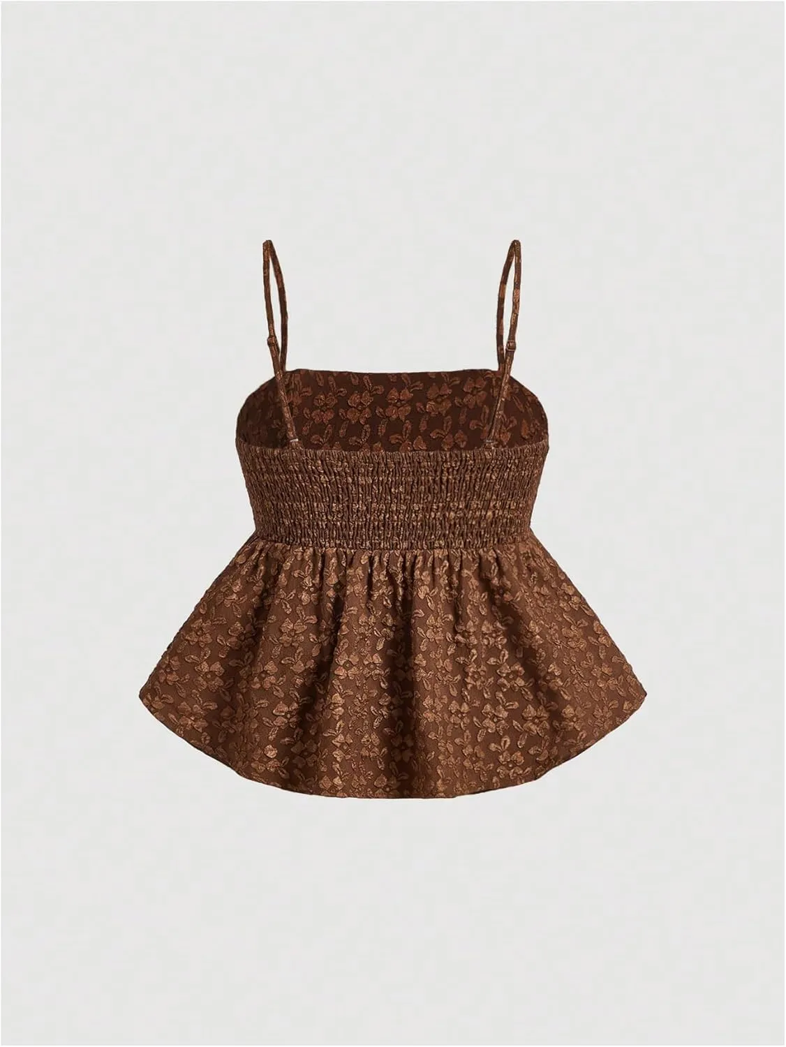 SOLY HUX Women's Spaghetti Strap Ruffle Hem Peplum Cami Top Jacquard Camisole
