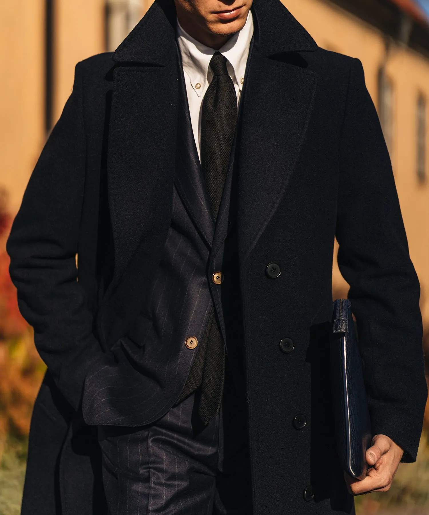 Spectre Navy Double-Breasted Coat