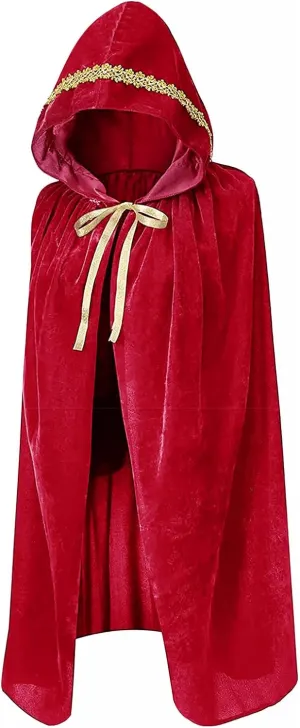 Starsouce Hooded Cloak Full Length Velvet Medieval Cape Halloween Party Cosplay Costumes for Men Women