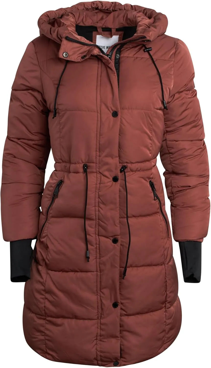 Steve Maden Women's Jacket - Cozy Hooded Long Puffer Jacket for Women with Waist Drawstrings - Warm Women's Down Jacket S-XL