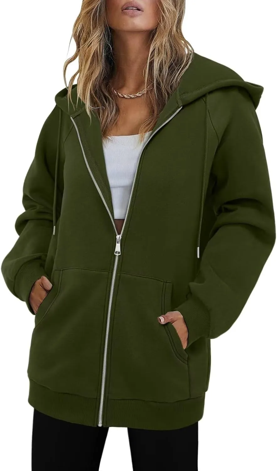 StunShow Women's Zip Up Hoodies Oversized Fleece Long Sleeve Sweatshirts Casual Fall Jacket Coat with Pocket(S-3XL)