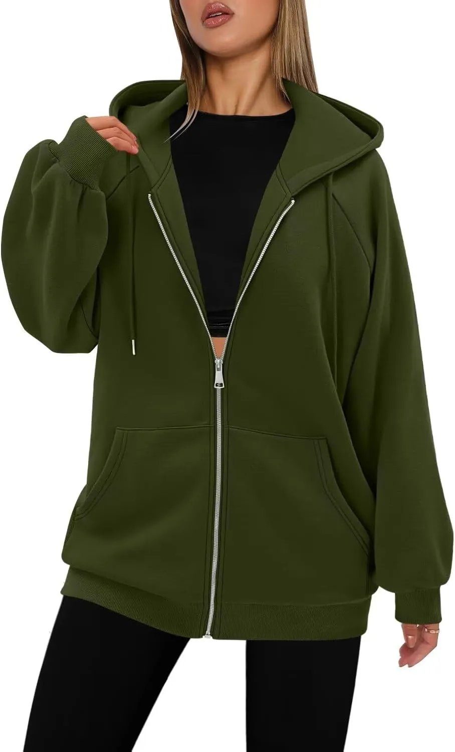 StunShow Women's Zip Up Hoodies Oversized Fleece Long Sleeve Sweatshirts Casual Fall Jacket Coat with Pocket(S-3XL)