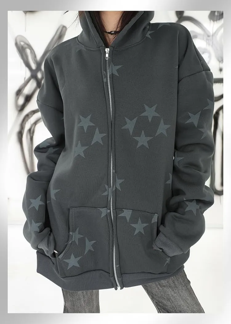 Sumleno Fairy Grunge Clothes Alt Emo Clothing Y2k Zip Up Hoodie Oversized Hooded Sweatshirt Harajuku Aesthetic Jacket