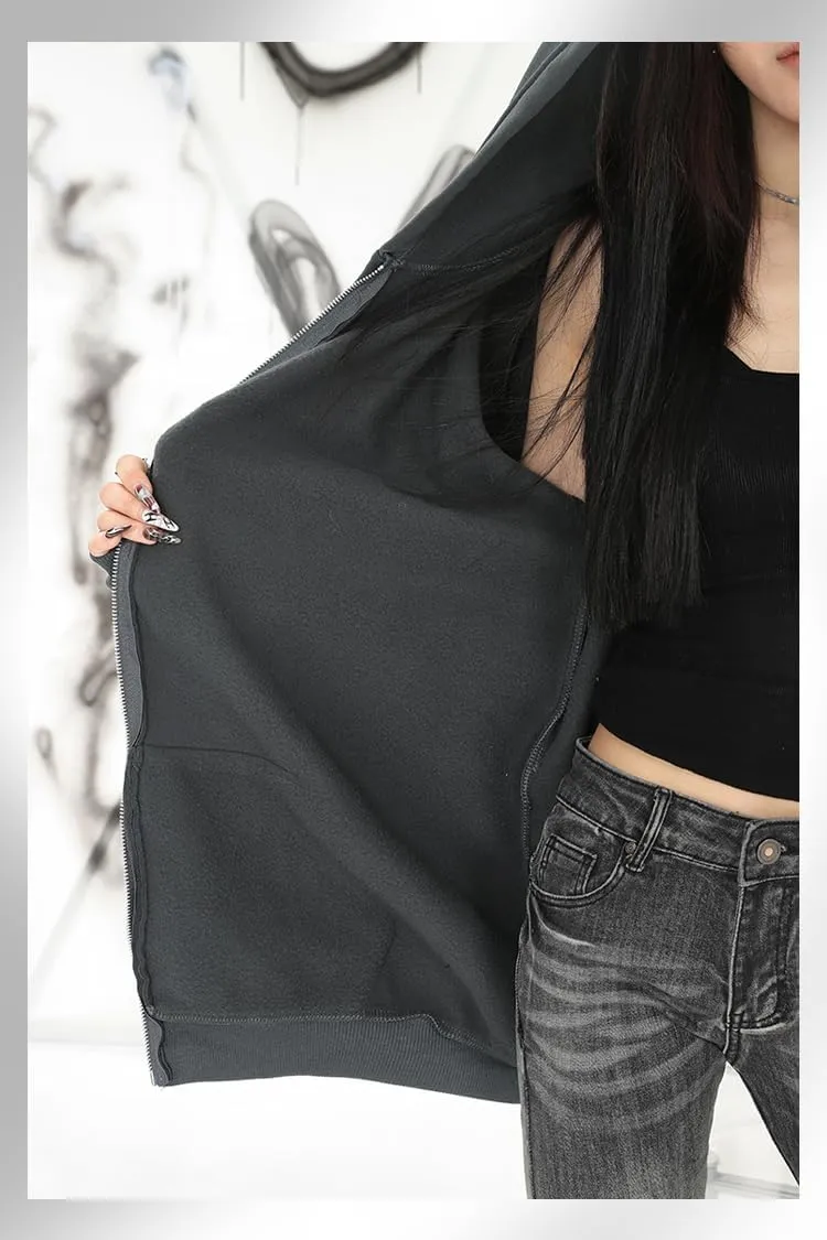 Sumleno Fairy Grunge Clothes Alt Emo Clothing Y2k Zip Up Hoodie Oversized Hooded Sweatshirt Harajuku Aesthetic Jacket