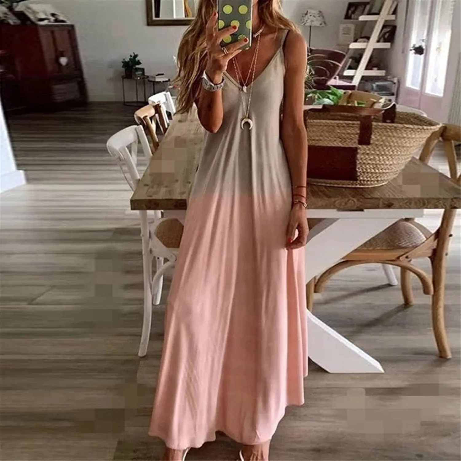 Summer Dresses for Womens 2024 Dressy Casual Sleeveless Sexy V Neck Long Maxi Dress Beach Floor Length Sundress