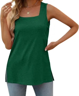 Summer Tank Tops For Women Square Neck Loose Fit Casual Fashion Flowy Sleeveless All Lace Tops for Women