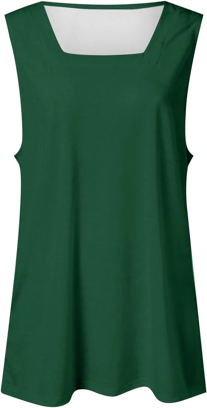Summer Tank Tops For Women Square Neck Loose Fit Casual Fashion Flowy Sleeveless All Lace Tops for Women