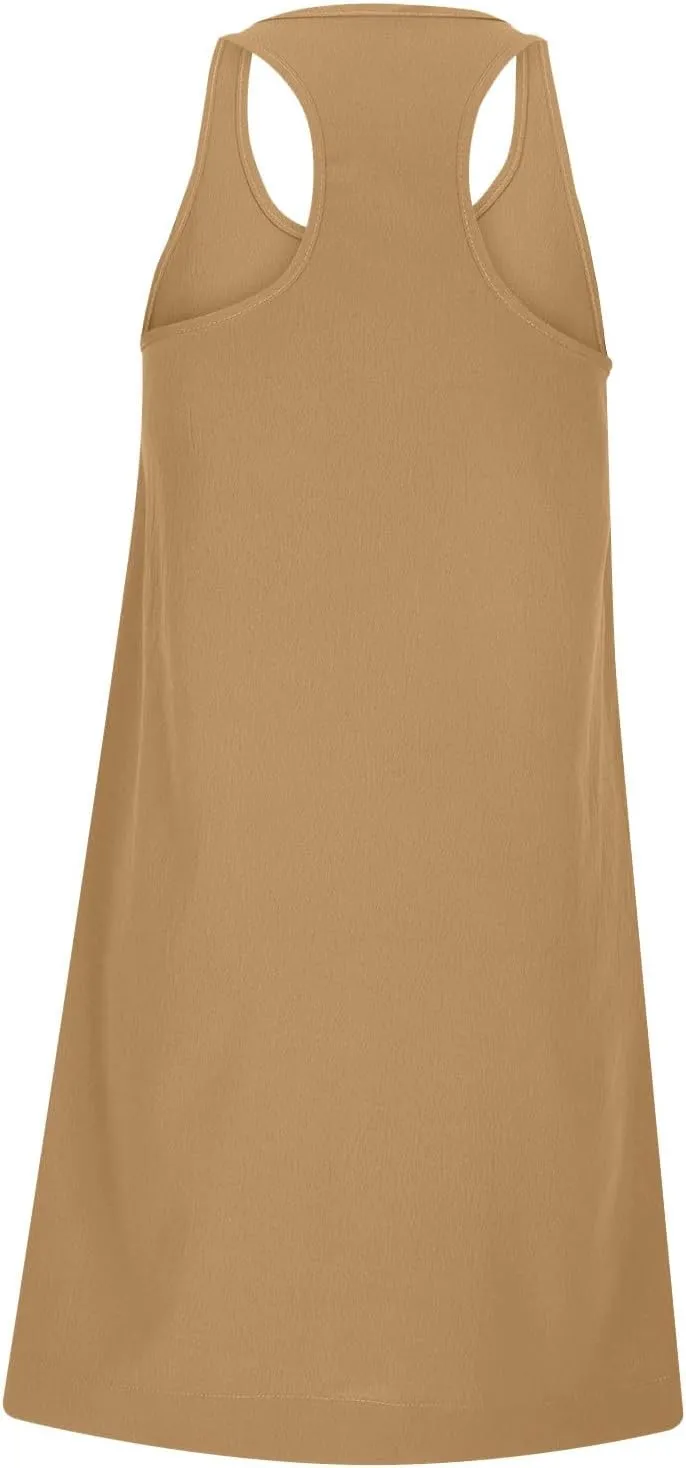 Sun Dresses for Women 2025 Vacation Beach Sleeveless Scoop Neck Mini Dress Summer Casual Loose Fit Babydoll Sundress