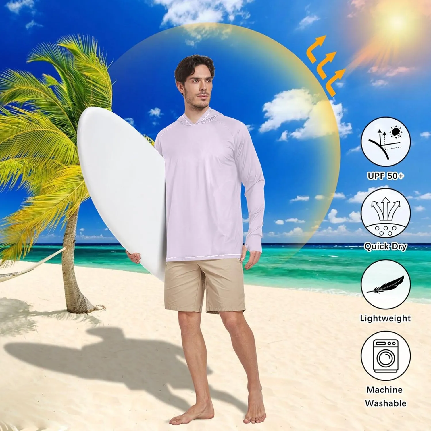 Sun Protection Hoodies Long Sleeve Fishing Shirt UPF 50  Quick-Dry UV Rash Guard with Hood Sunproof Shirts