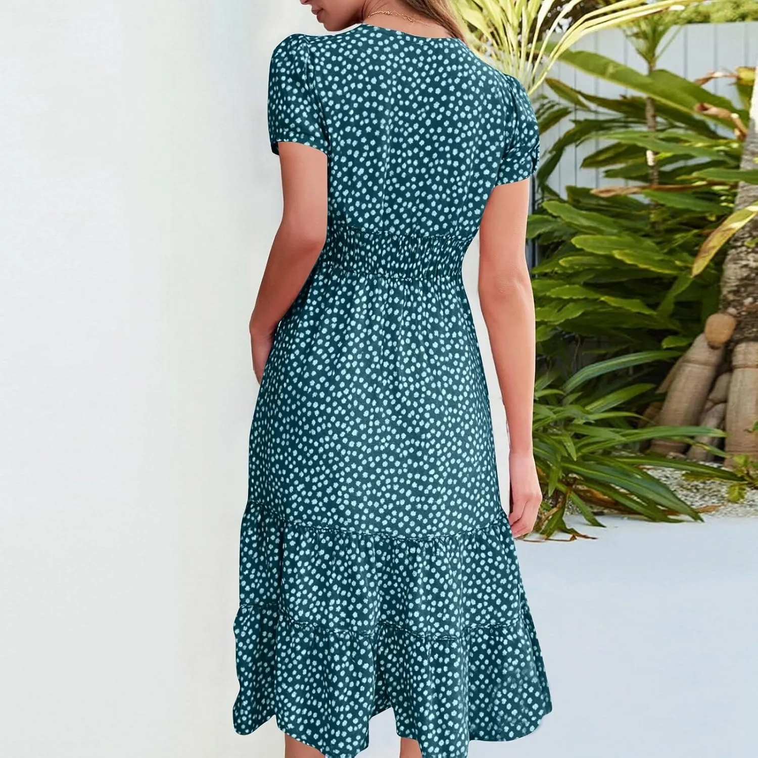Sundresses for Women 2025 Casual Loose Trendy Short Sleeve Square Neck Floral Print Boho Beach Vacation Dress, S-2XL