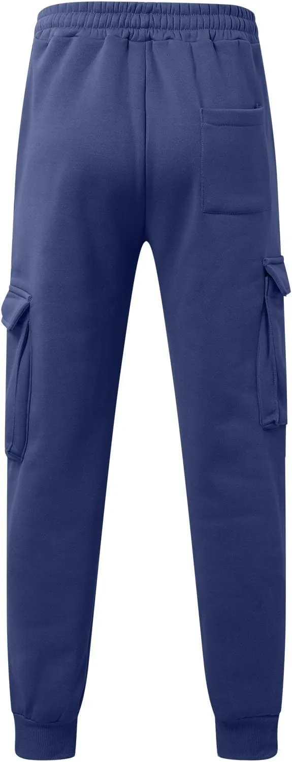 SUWBMHWE Men Cargo Pants Stretch Drawstring Elastic Waist Sweatpants Tall Regular Fit Pants Joggers Trousers with Pockets