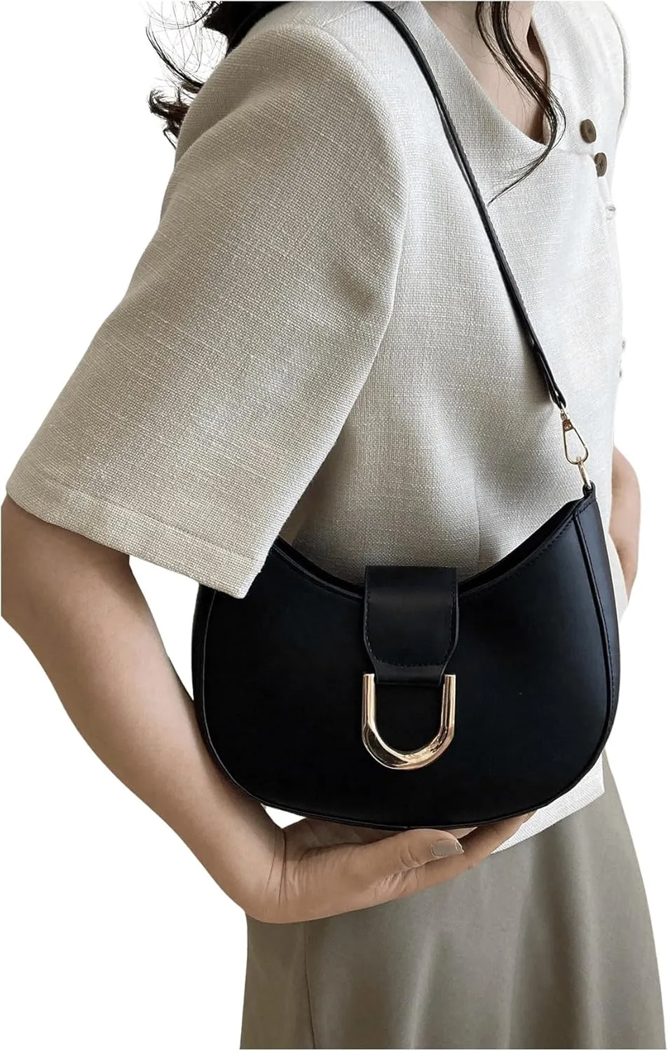 SweatyRocks Women's PU Leather Top Handle Shoulder Handbags Solid Small Clutch Purses