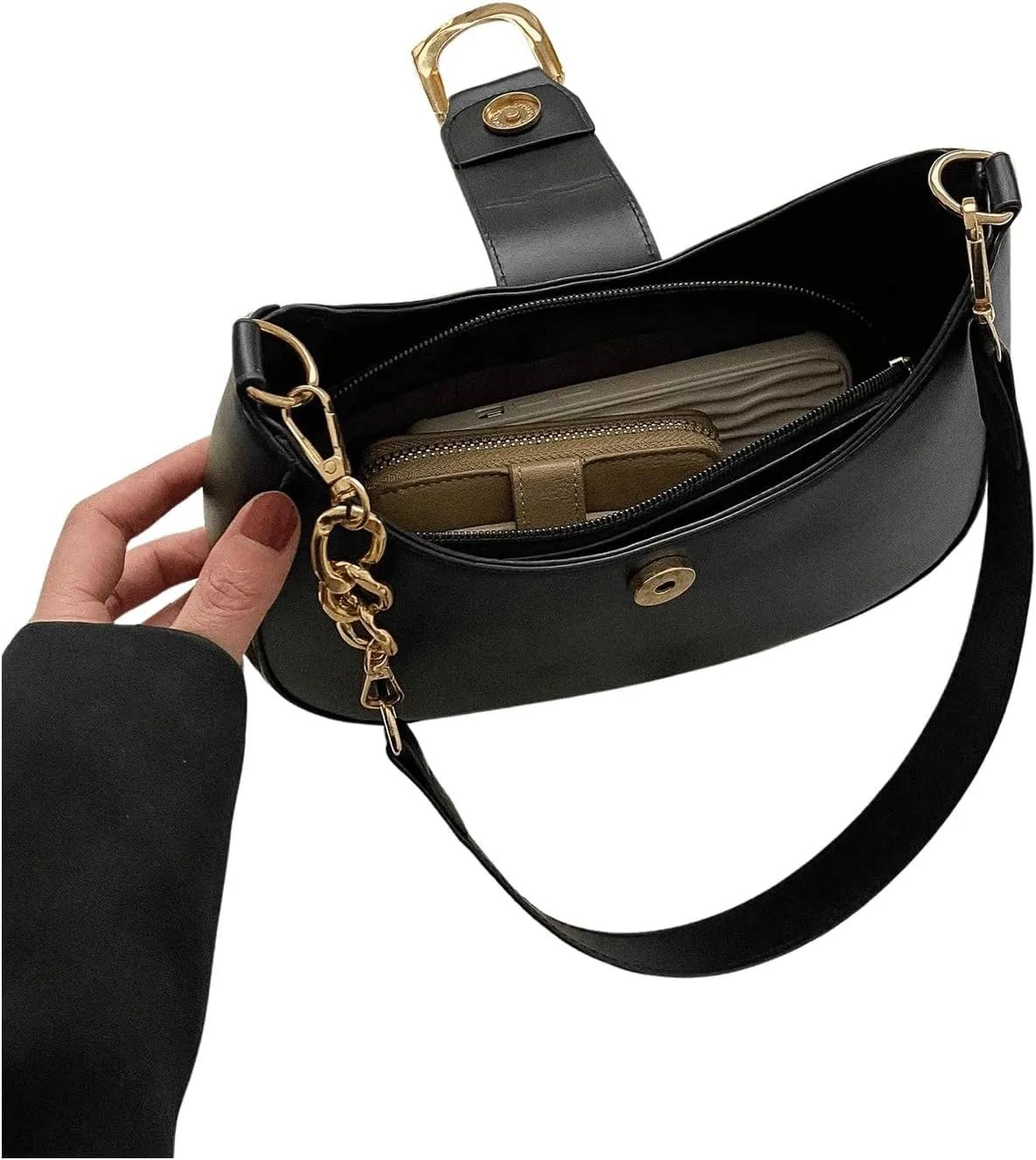SweatyRocks Women's PU Leather Top Handle Shoulder Handbags Solid Small Clutch Purses