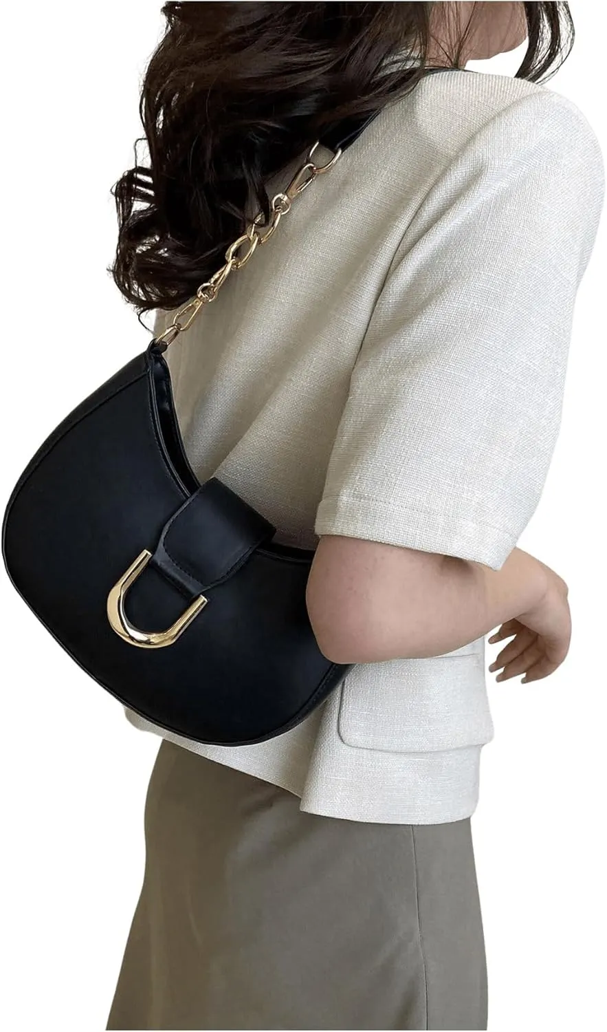 SweatyRocks Women's PU Leather Top Handle Shoulder Handbags Solid Small Clutch Purses