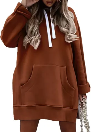Syellowafter Women Oversized Hoodie Dress Pullover Winter Kangaroo Pocket Sweatshirt Fall Tops Casual Loungewear
