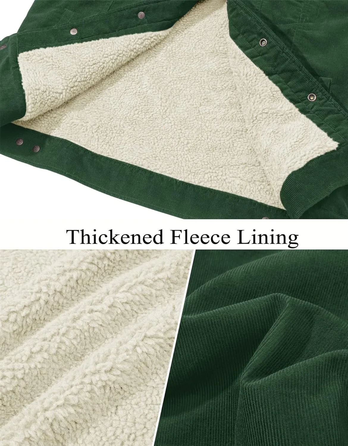 TACVASEN Men's Corduroy Jacket Fleece Sherpa Lined Winter Coats Warm Thick Cotton Casual Trucker Cargo Jacket