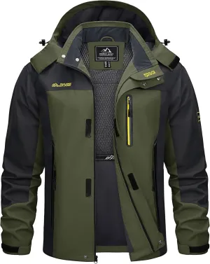 TACVASEN Mens Rain Jackets Water Resistant With Hood Windbreaker Lightweight Zip Jacket Climbing Fishing with Pockets