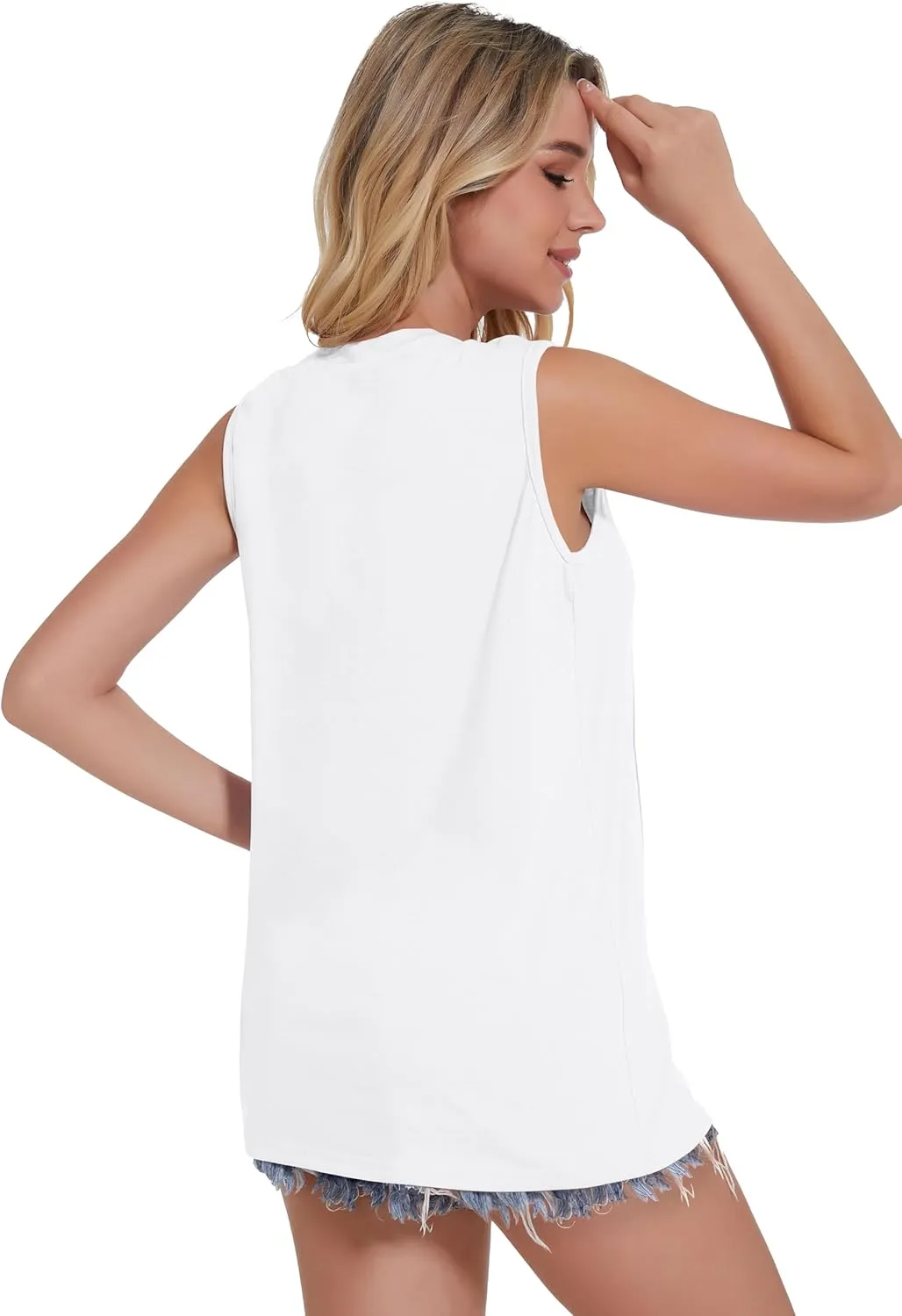 Tank Top for Women Sleeveless Summer Crewneck Casual Loose Tunic Tops Shirts