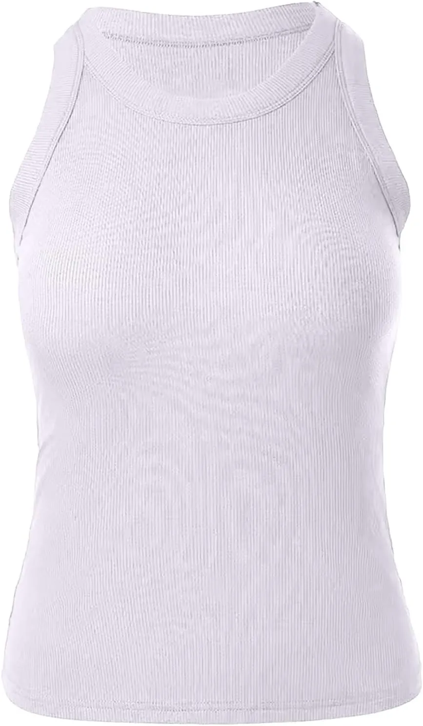 Tank Tops for Women, Racerback Ribbed Tank Top, Women Slim Knit Basic Summer Tops Going Out Tops Long Sleeveless Shirts