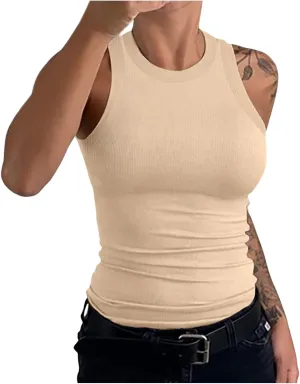 Tank Tops for Women, Racerback Ribbed Tank Top, Women Slim Knit Basic Summer Tops Going Out Tops Long Sleeveless Shirts