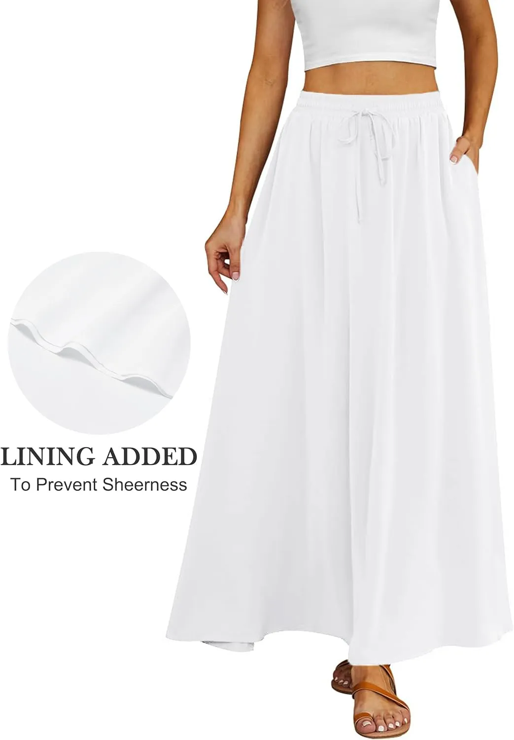 Tapata Women's Extra Long Maxi Skirts for Tall/Petite with Pockets Pleated A-Line Summer Flowy Skirt Casual Beach Wear