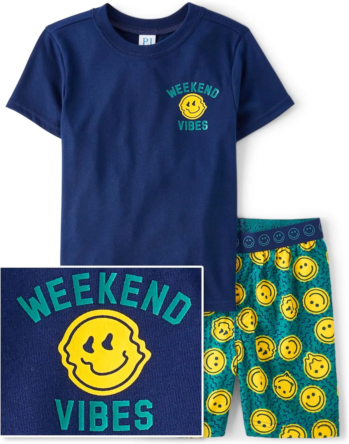 The Children's Place Boys Sleeve Top and Shorts,2 Piece Pajama Set