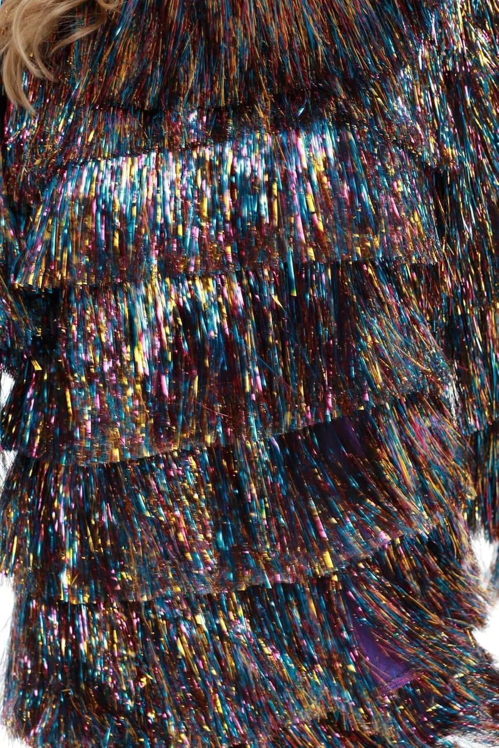 Tinsel Dress for Women, Multi Layer Tinsel Fringe Foil Dance Costume for Carnival Christmas Festive Party Event