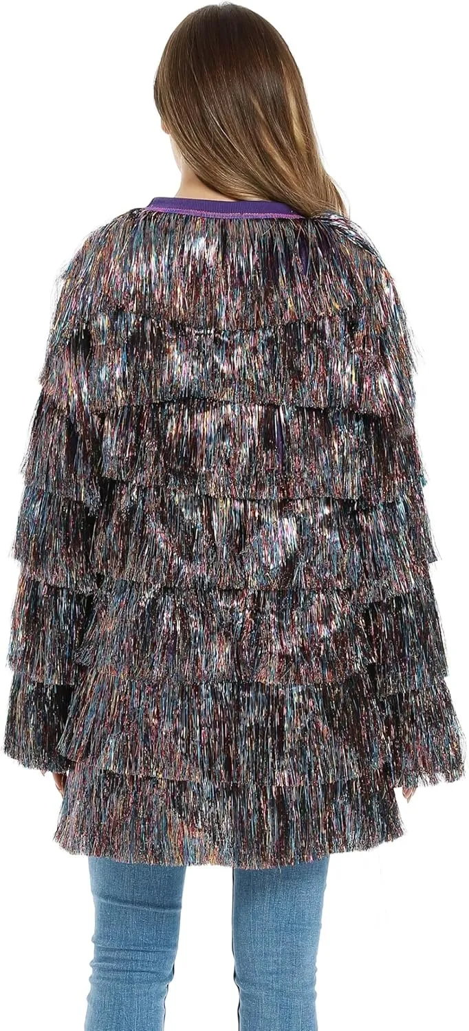 Tinsel Dress for Women, Multi Layer Tinsel Fringe Foil Dance Costume for Carnival Christmas Festive Party Event