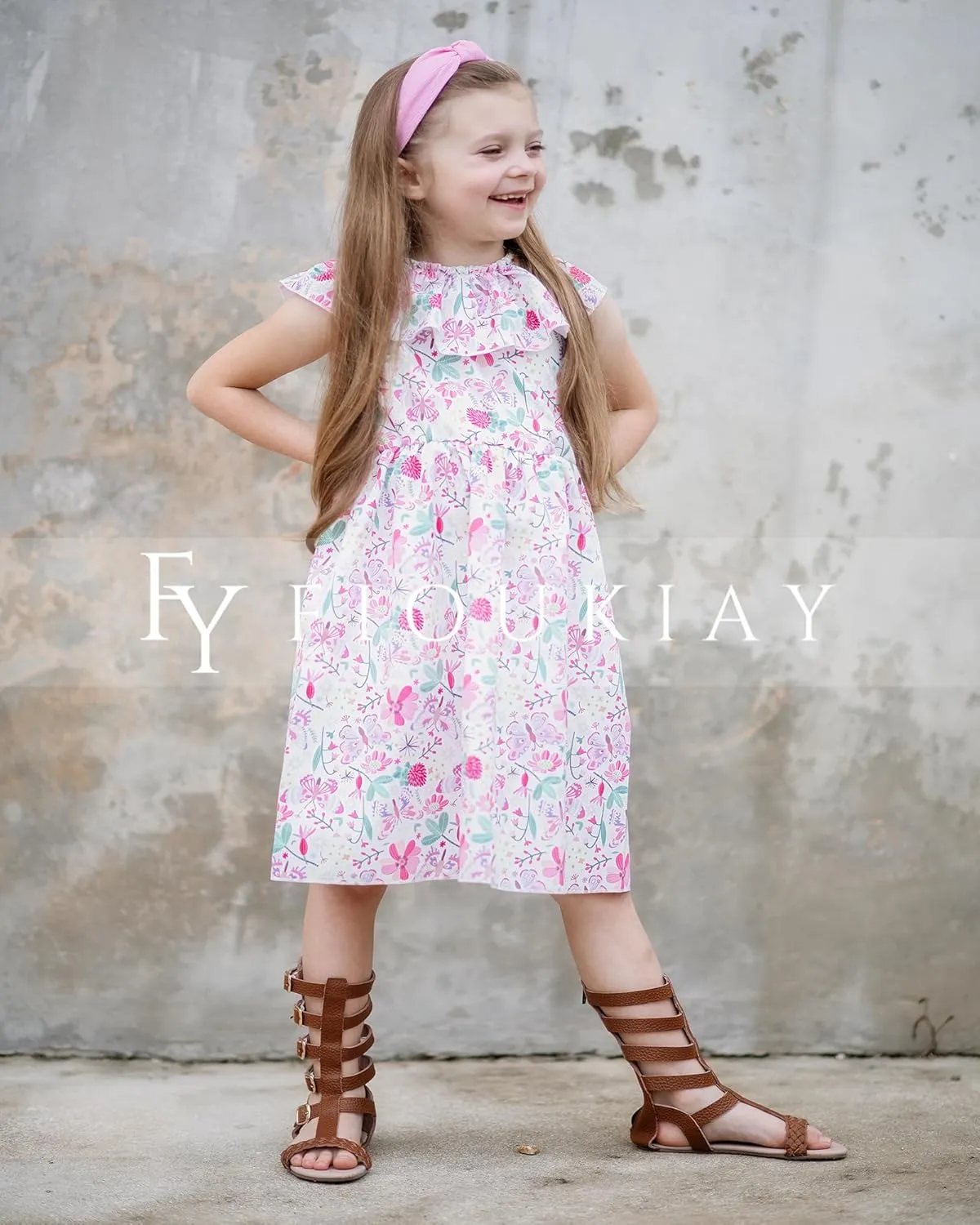 Toddler Baby Girl Sun Dress Wildflower Floral Seaside Beach Dress Overall Outfits Onepiece
