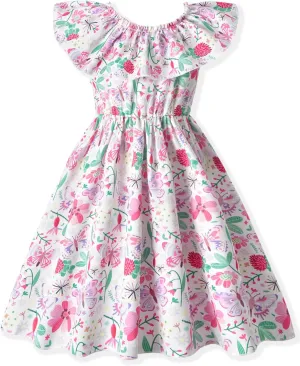 Toddler Baby Girl Sun Dress Wildflower Floral Seaside Beach Dress Overall Outfits Onepiece