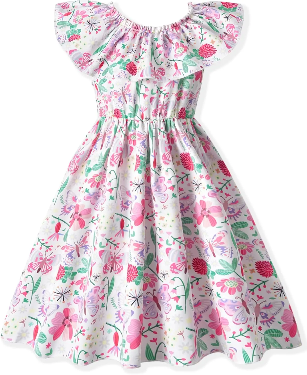 Toddler Baby Girl Sun Dress Wildflower Floral Seaside Beach Dress Overall Outfits Onepiece