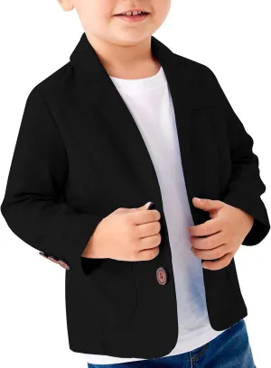 Toddler Boys' Blazer Jackets Lightweight Stylish Two Buttons Solid School Suit Casual Sport Coat