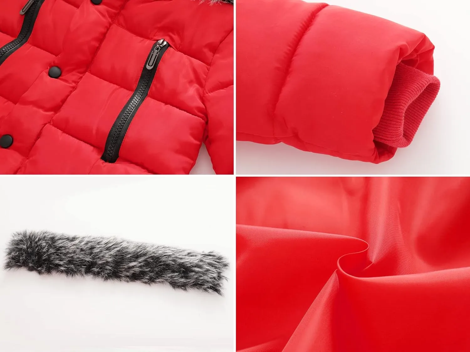 Toddler Coat with Thicken Fur Collar & Hoodie - Warm Winter Puffer Jacket