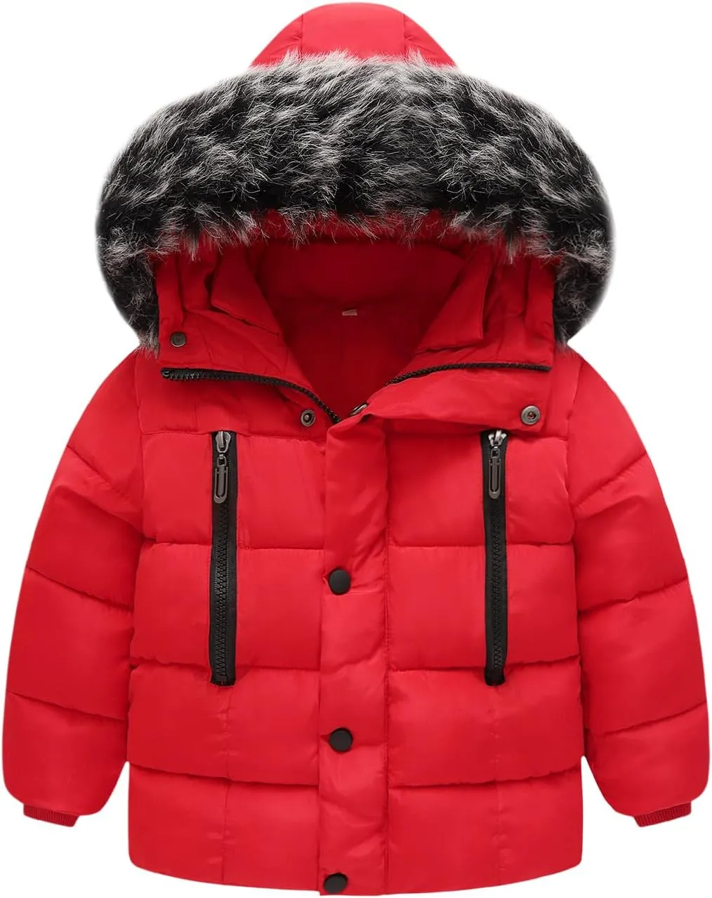Toddler Coat with Thicken Fur Collar & Hoodie - Warm Winter Puffer Jacket