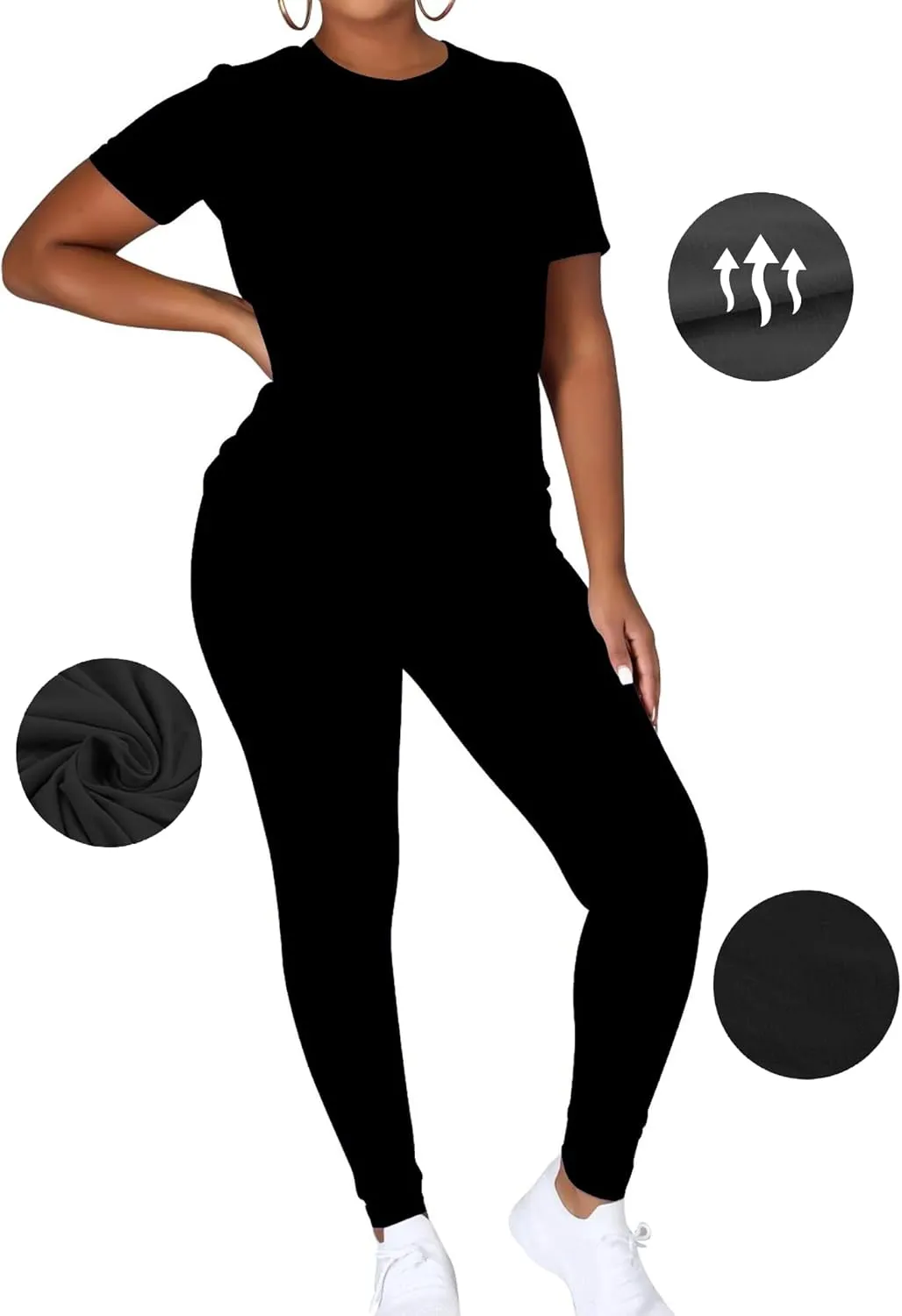TOPONSKY Women Two Piece Workout Outfits Sports Long-Pants & Short-Top Sets