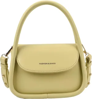 Trendy Women's Small Leather Handbag - Cute Top Handle Crossbody Satchel Bag (White)