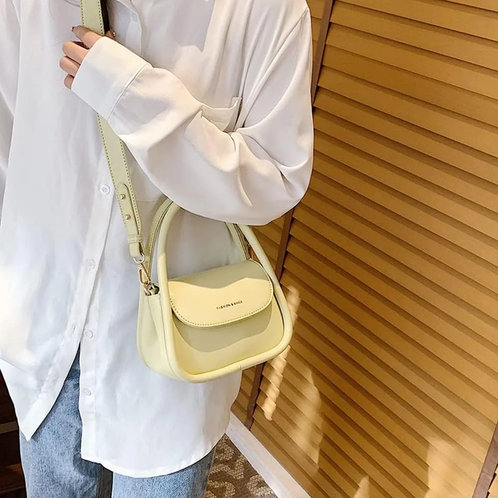 Trendy Women's Small Leather Handbag - Cute Top Handle Crossbody Satchel Bag (White)
