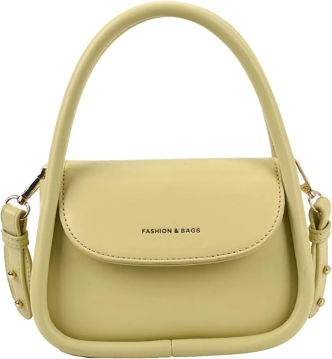 Trendy Women's Small Leather Handbag - Cute Top Handle Crossbody Satchel Bag (White)