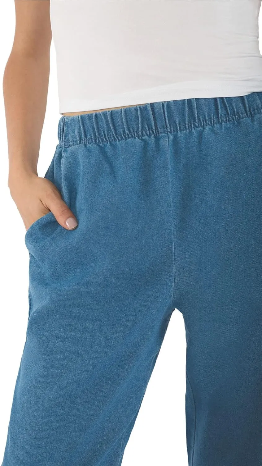Turtle Bay New York Women's Casual Relaxed Fit Elastic Waist Pull On Denim Jeans