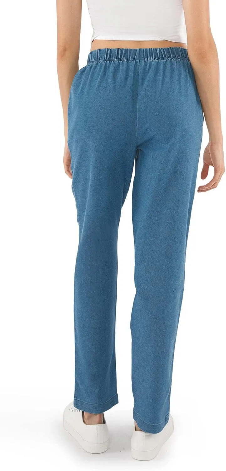 Turtle Bay New York Women's Casual Relaxed Fit Elastic Waist Pull On Denim Jeans