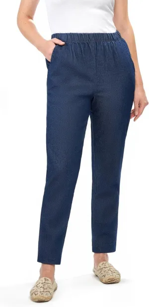 Turtle Bay New York Women's Casual Relaxed Fit Elastic Waist Pull On Denim Jeans